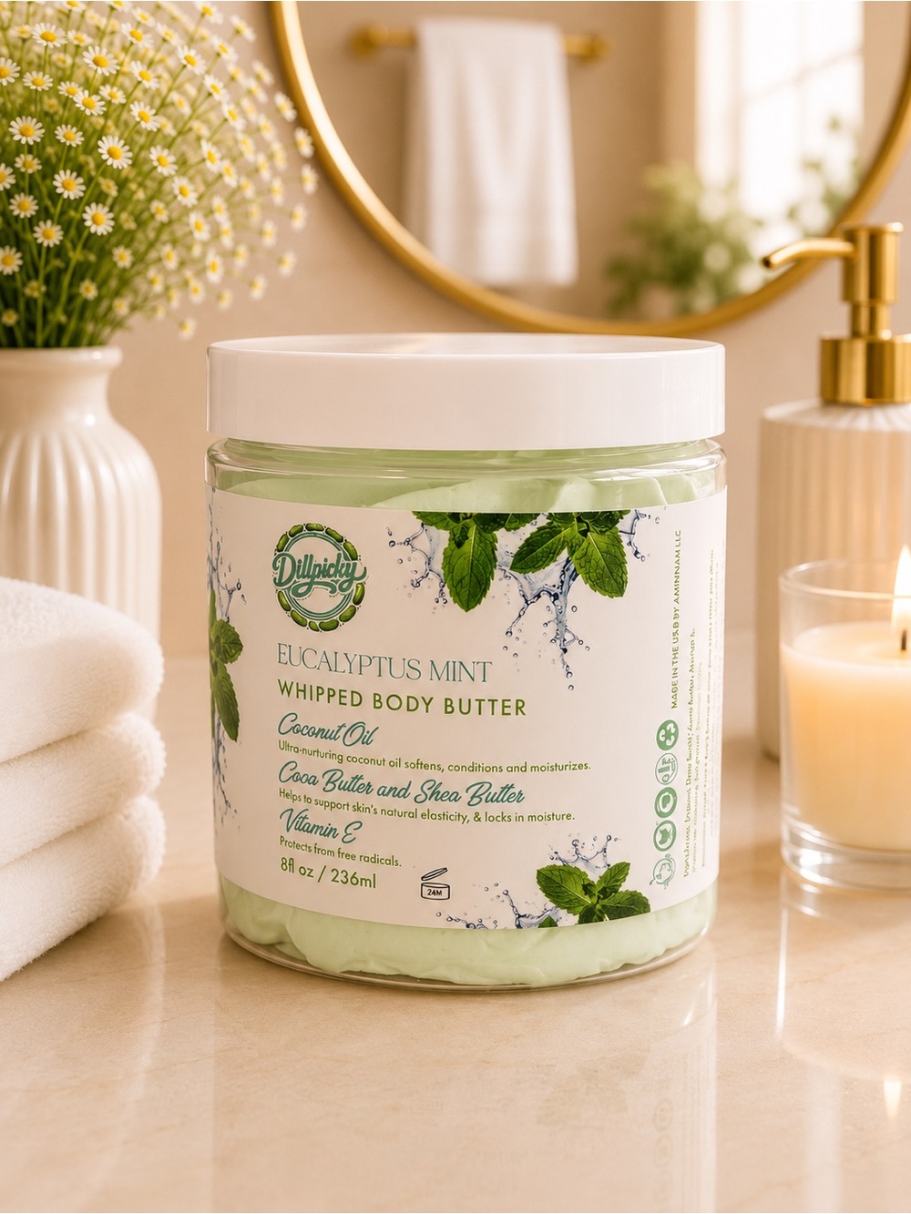 🆕 Aminnah  Eucalyptus Mint Whipped Body Butter - Green